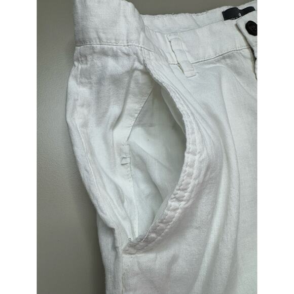 H&M Womens White Linen Blend Tapered Trouser Pants Sz 31 Resort Tropical Beach - Picture 12 of 14